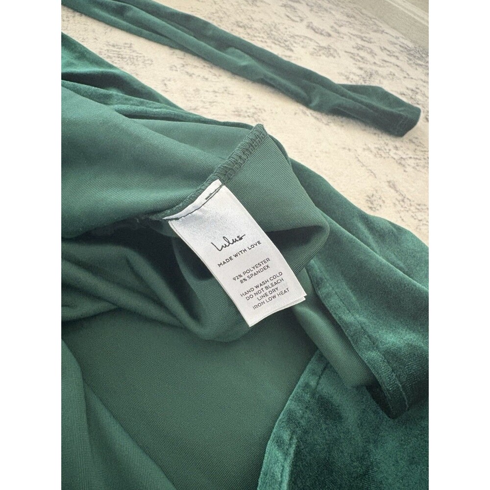 Lulus Notorious Icon Emerald Green Velvet Asymmetrical Maxi Dress Size Medium - Picture 9 of 9